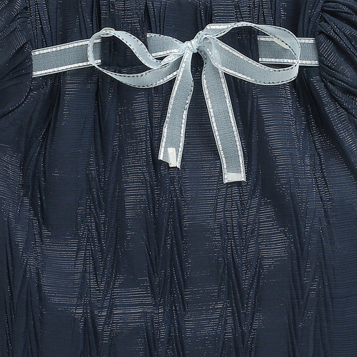 Navy Blue Bow Detail Ruffle Top TG6361