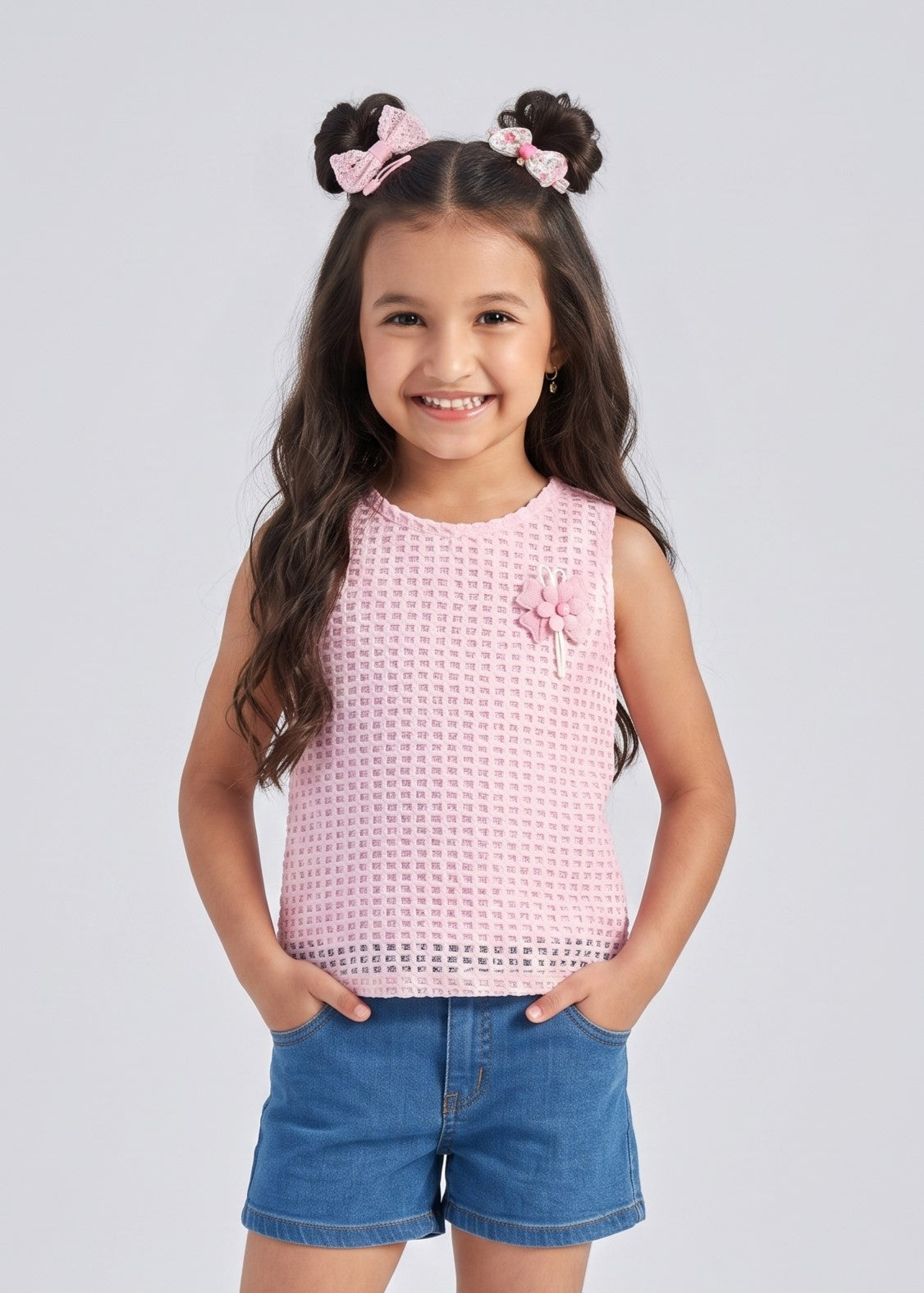 Pink Textured Sleeveless Top TG6367