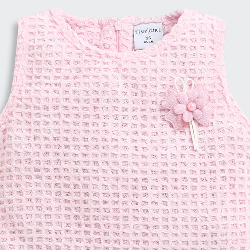 Pink Textured Sleeveless Top TG6367