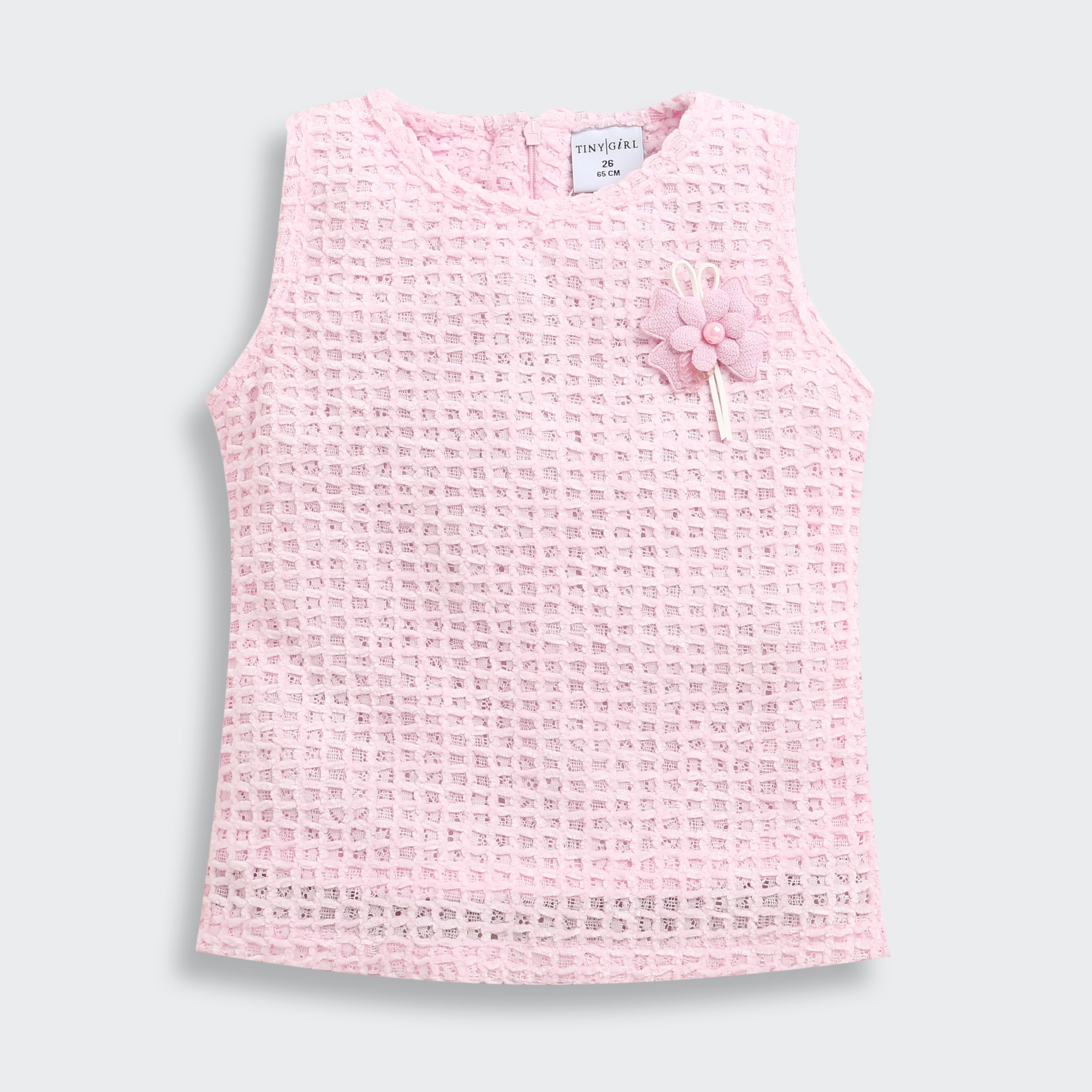 Pink Textured Sleeveless Top TG6367