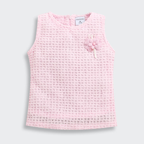 Pink Textured Sleeveless Top TG6367