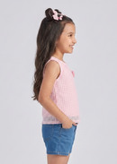 Pink Textured Sleeveless Top TG6367