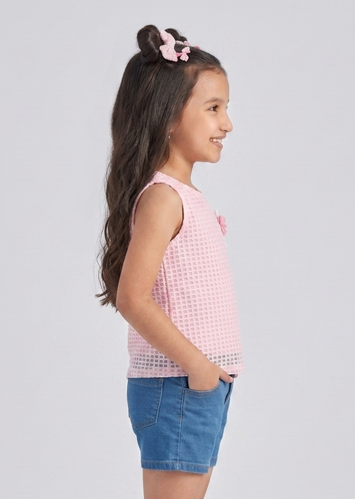 Pink Textured Sleeveless Top TG6367