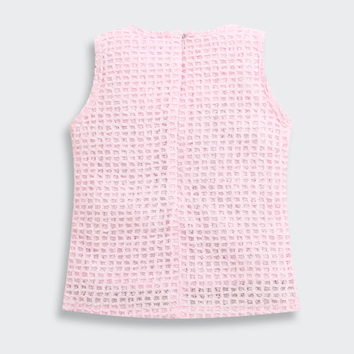 Pink Textured Sleeveless Top TG6367