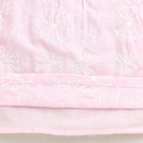 Pink Floral Embroidered Cotton Top with Puff Sleeves TG6375