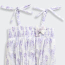 Lavender Floral Smocked Tie-Up Top with Shoulder Bows TG6376