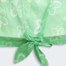 Mint Bloom Half Sleeves Sheer Tie-Up Top TG6378