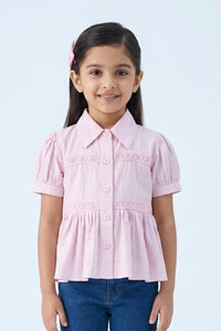 Lavender Puff Sleeves & Lace Detailing Top TG6379