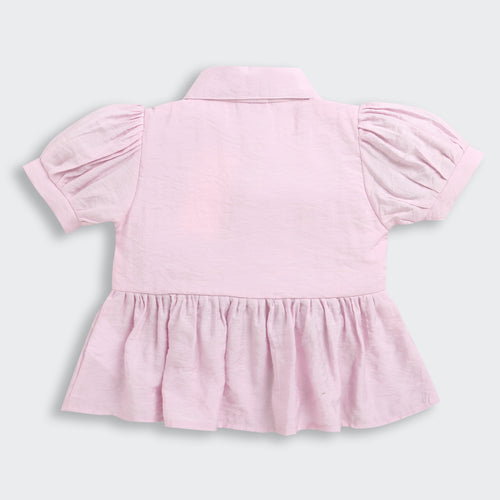 Lavender Puff Sleeves & Lace Detailing Top TG6379