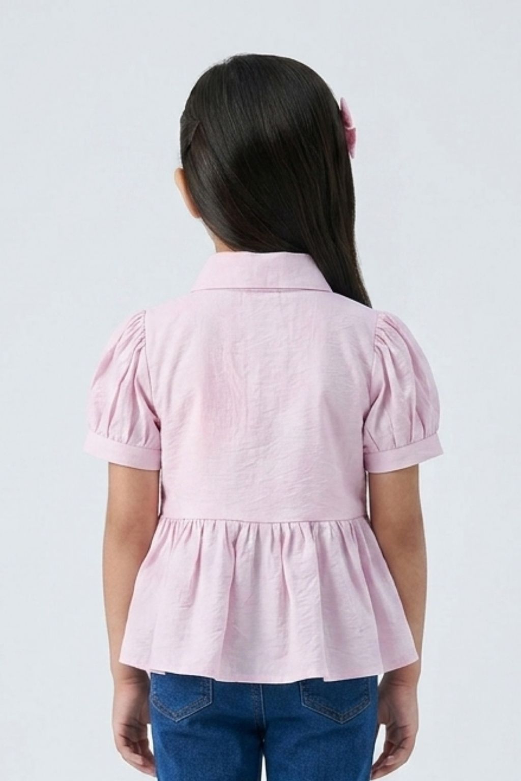 Lavender Puff Sleeves & Lace Detailing Top TG6379