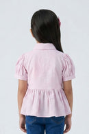 Lavender Puff Sleeves & Lace Detailing Top TG6379