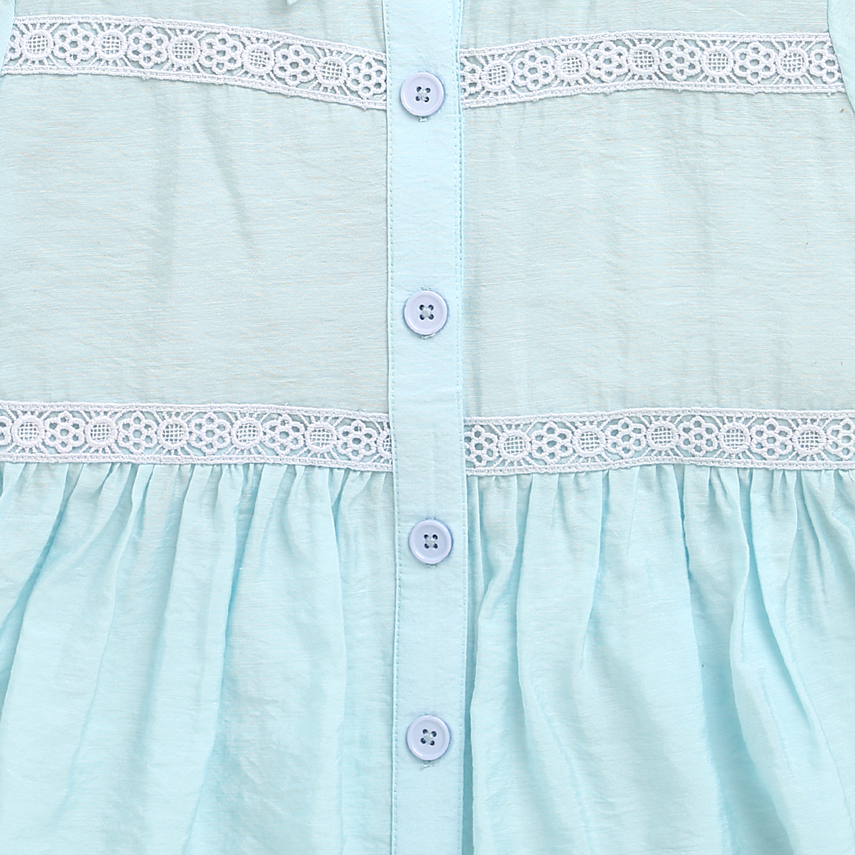 Light Blue Cotton Peplum Shirt with Lace Detail TG6379