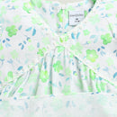Green Floral Printed Cotton Top with Puff Sleeves TG6380