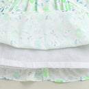 Green Floral Printed Cotton Top with Puff Sleeves TG6380