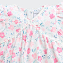 Pink Floral Printed Cotton Top with Puff Sleeves TG6380