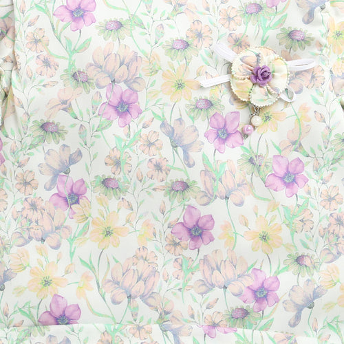 Ruffled Sleeves Green Floral Printed Top TG6390