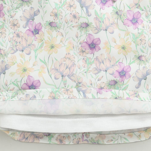 Ruffled Sleeves Green Floral Printed Top TG6390