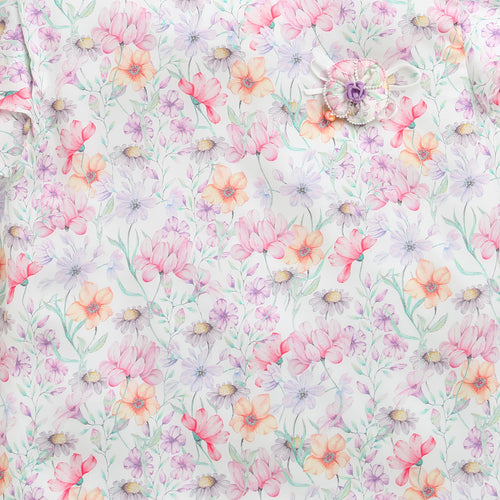 Ruffled Sleeves Lavender Floral Printed Top TG6390