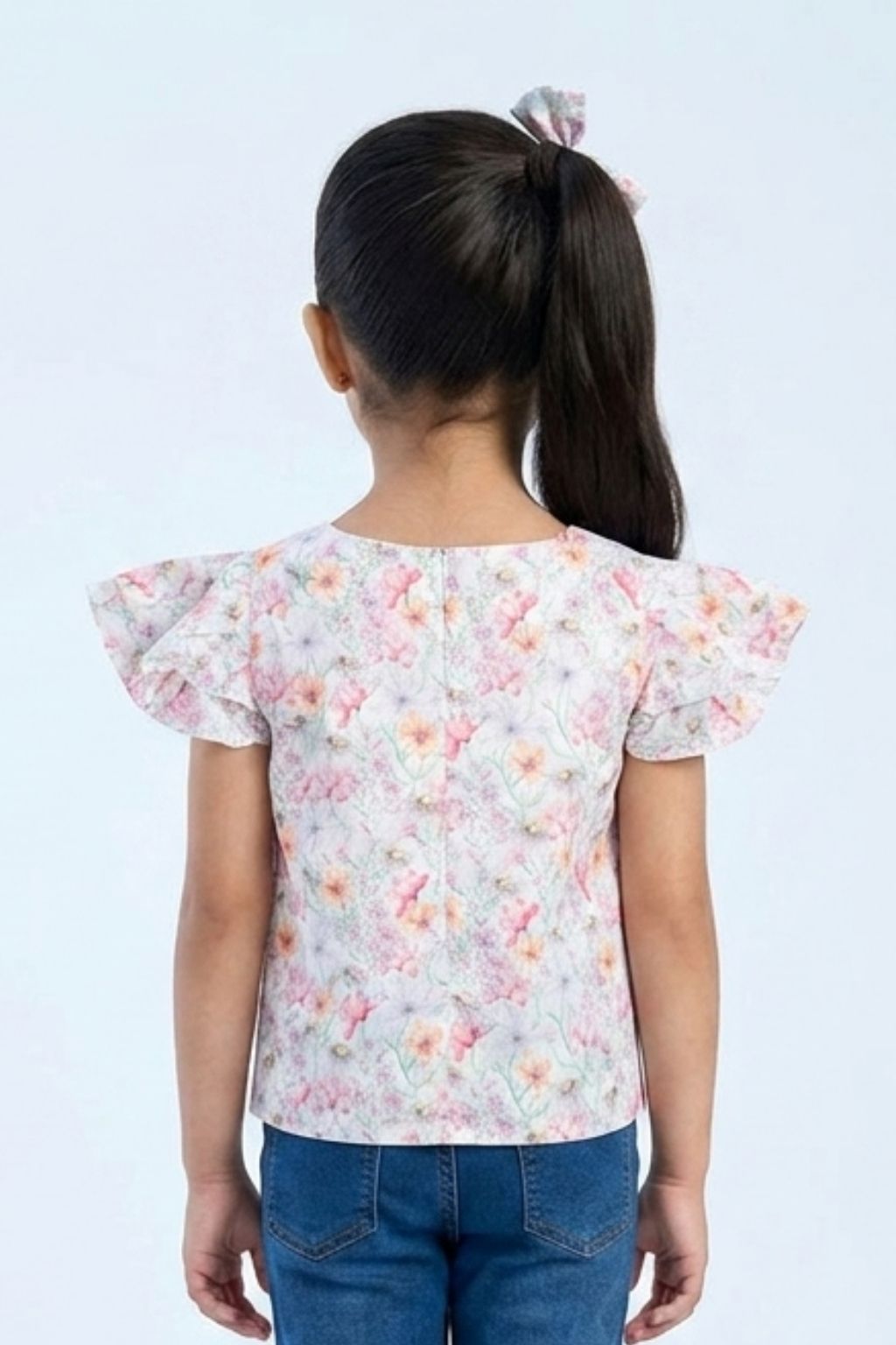 Ruffled Sleeves Lavender Floral Printed Top TG6390