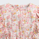 Peach Pastel Floral Ruffle Sleeve Top TG6398