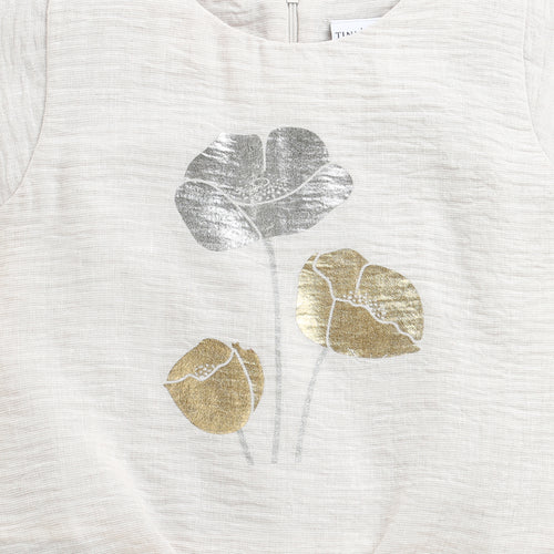 Cream Metallic Floral Tie-Up Top TG6407