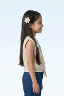 Cream Metallic Floral Tie-Up Top TG6407