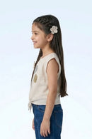 Cream Metallic Floral Tie-Up Top TG6407