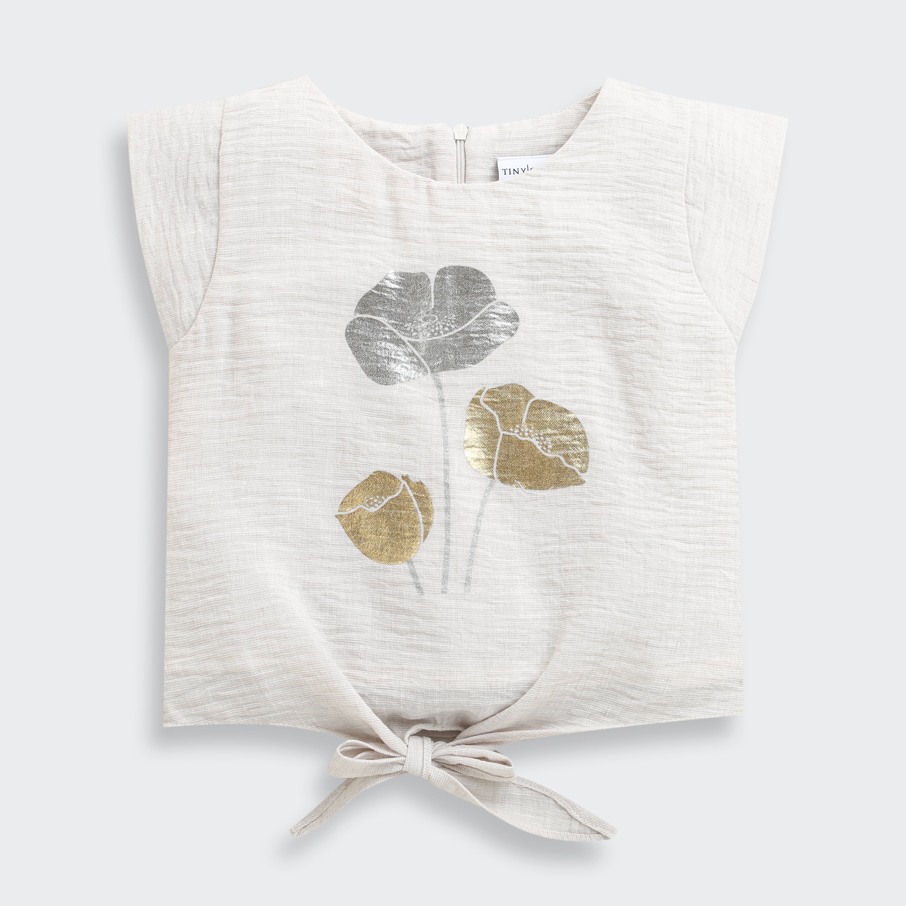 Cream Metallic Floral Tie-Up Top TG6407