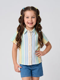 Pastel Multicolour Striped Button-Down Shirt TG6409