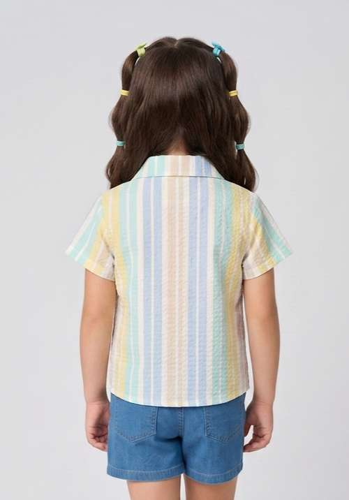 Pastel Multicolour Striped Button-Down Shirt TG6409