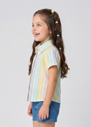 Pastel Multicolour Striped Button-Down Shirt TG6409