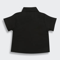 Tiny Girl Half Sleeves Solid Shirt Style Top - Black