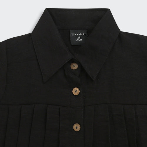 Black Half Sleeves Solid Shirt Style Top TG6410