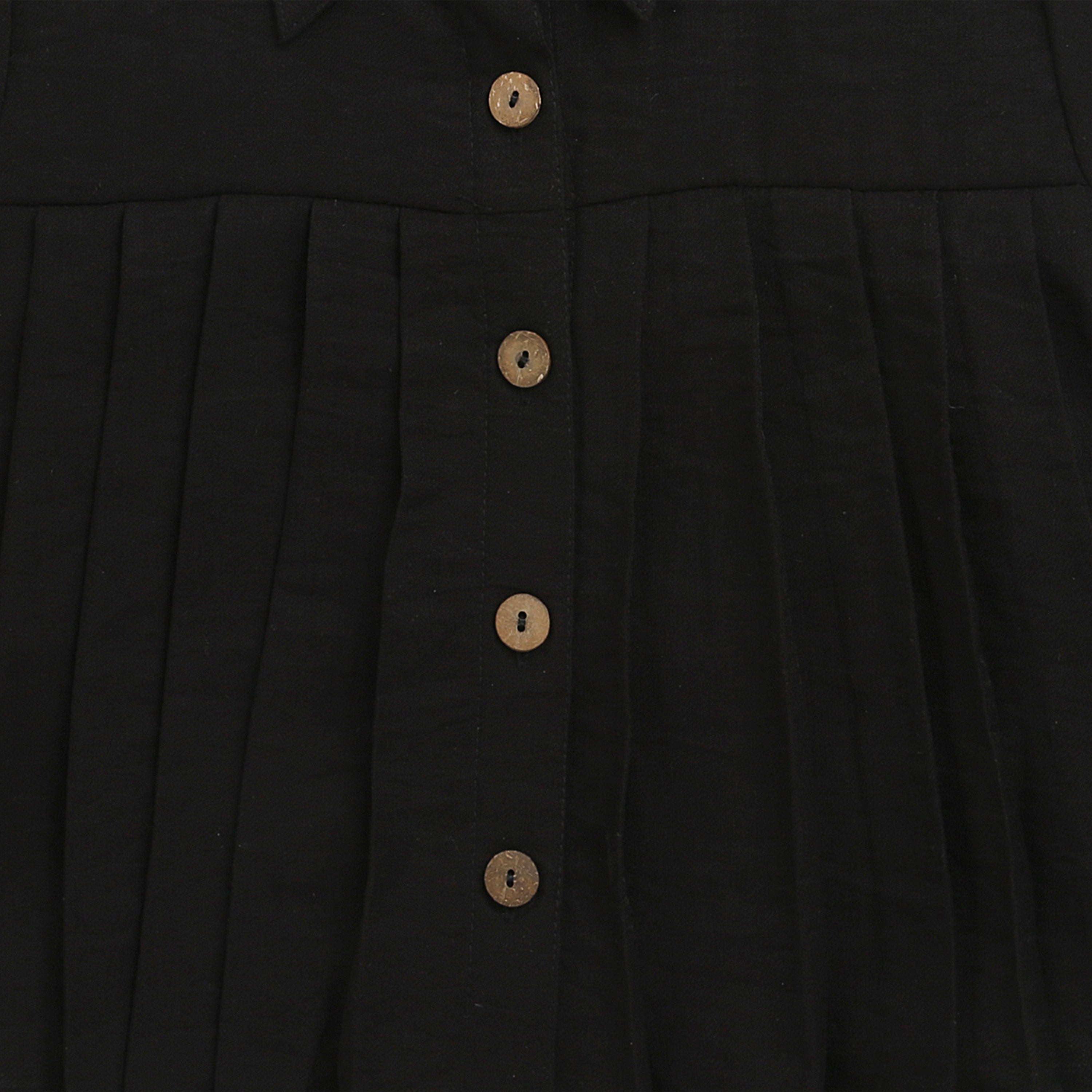 Tiny Girl Half Sleeves Solid Shirt Style Top - Black