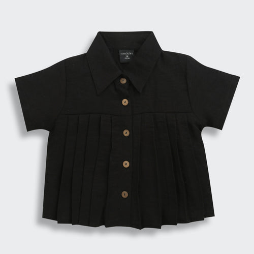 Black Half Sleeves Solid Shirt Style Top TG6410