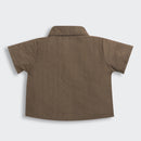 Collared Button-Down Brown Pleated Top TG6410