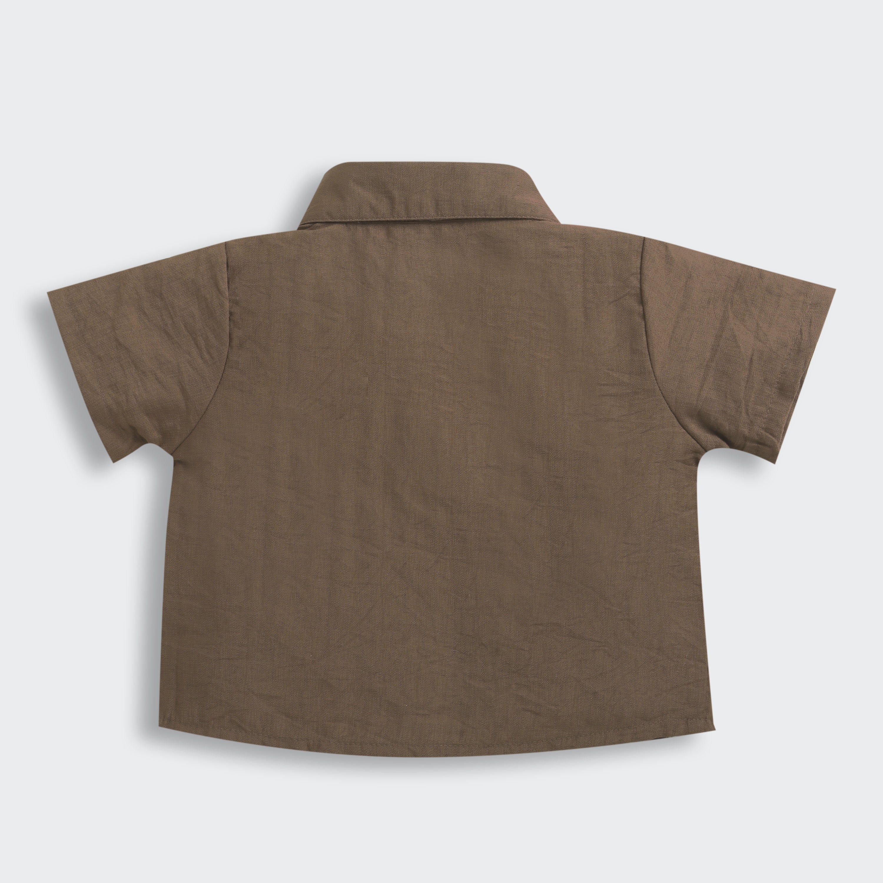 Collared Button-Down Brown Pleated Top TG6410