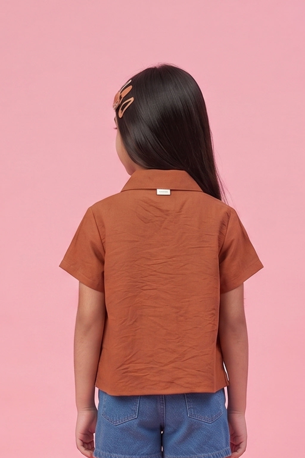 Collared Rust Pleated Shirt Top TG6410