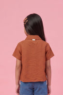 Collared Rust Pleated Shirt Top TG6410