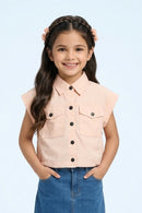 Peach Collar Casual Top TG6415