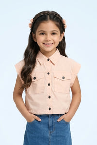 Peach Collar Casual Top TG6415