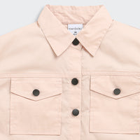 Tiny Girl Extended Sleeves Solid Pocket Detail Top - Peach