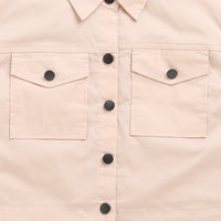 Tiny Girl Extended Sleeves Solid Pocket Detail Top - Peach