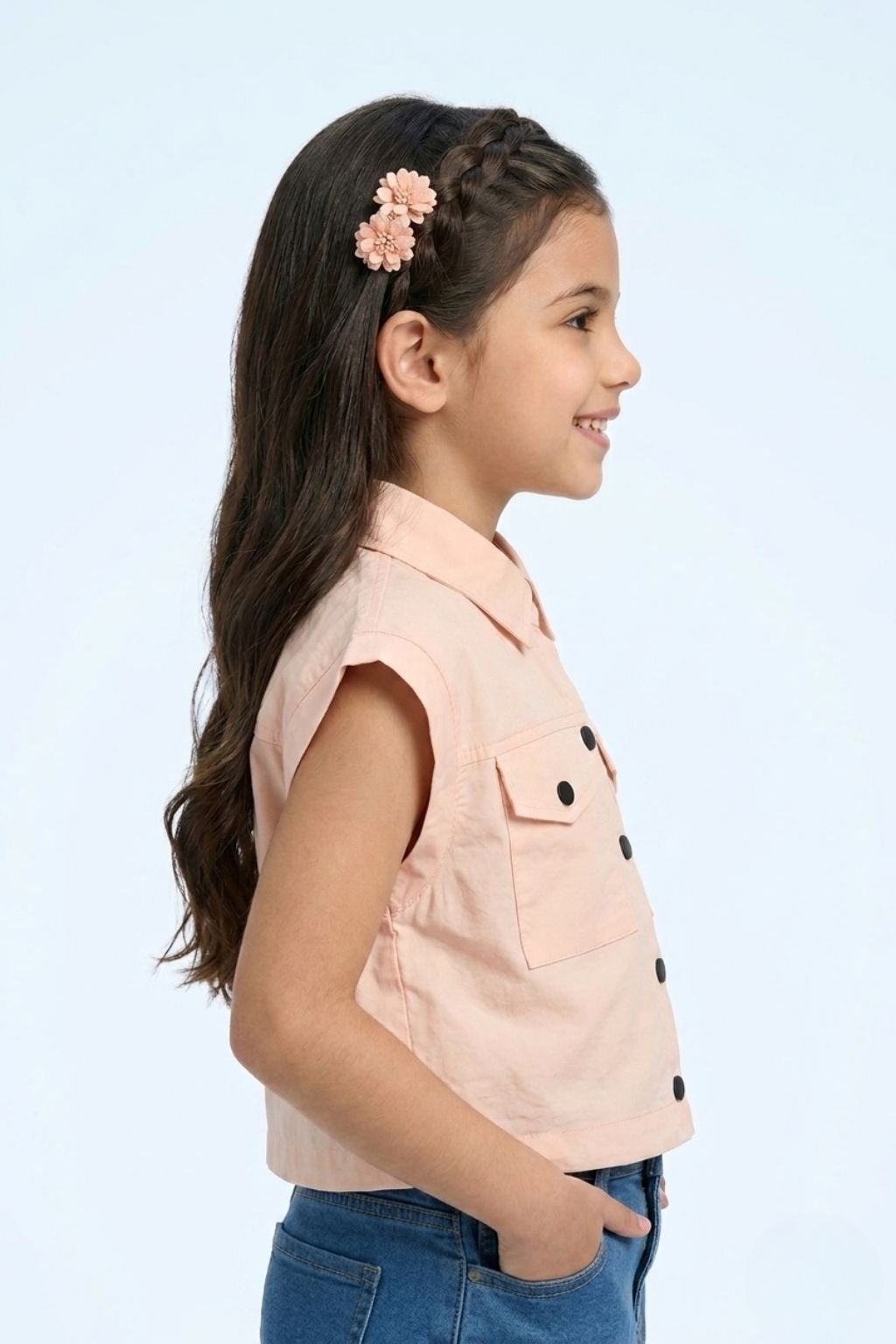 Peach Collar Casual Top TG6415
