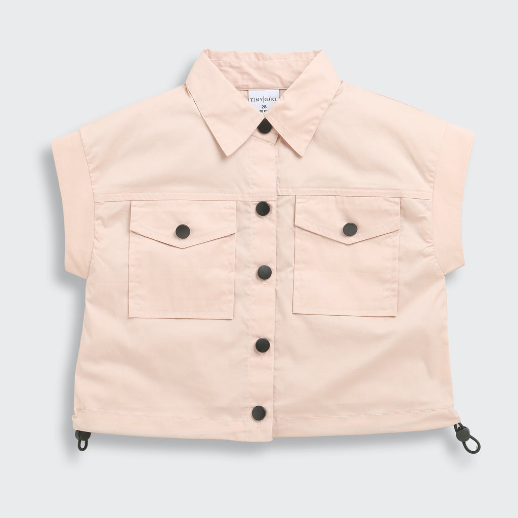 Peach Collar Casual Top TG6415