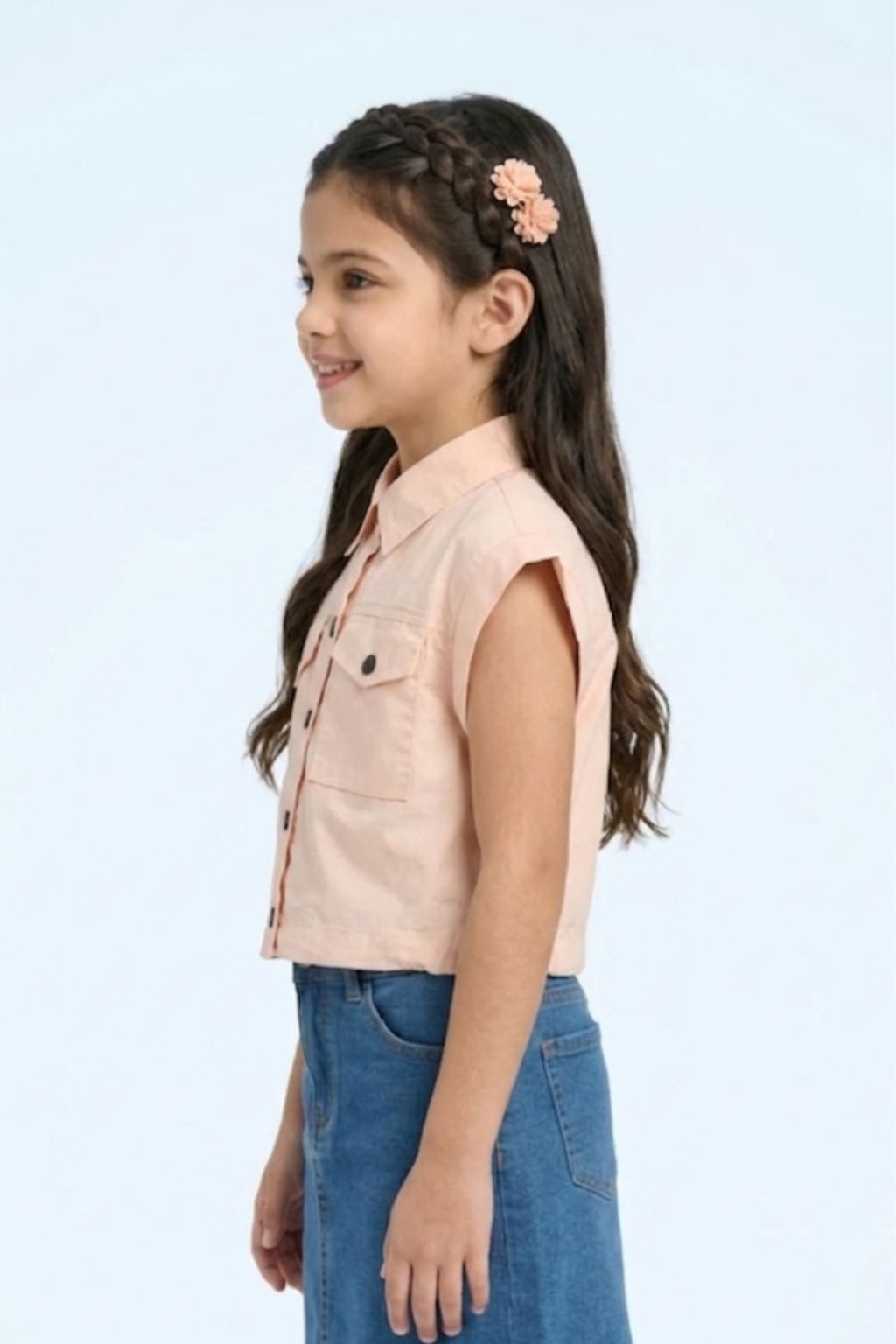Peach Collar Casual Top TG6415