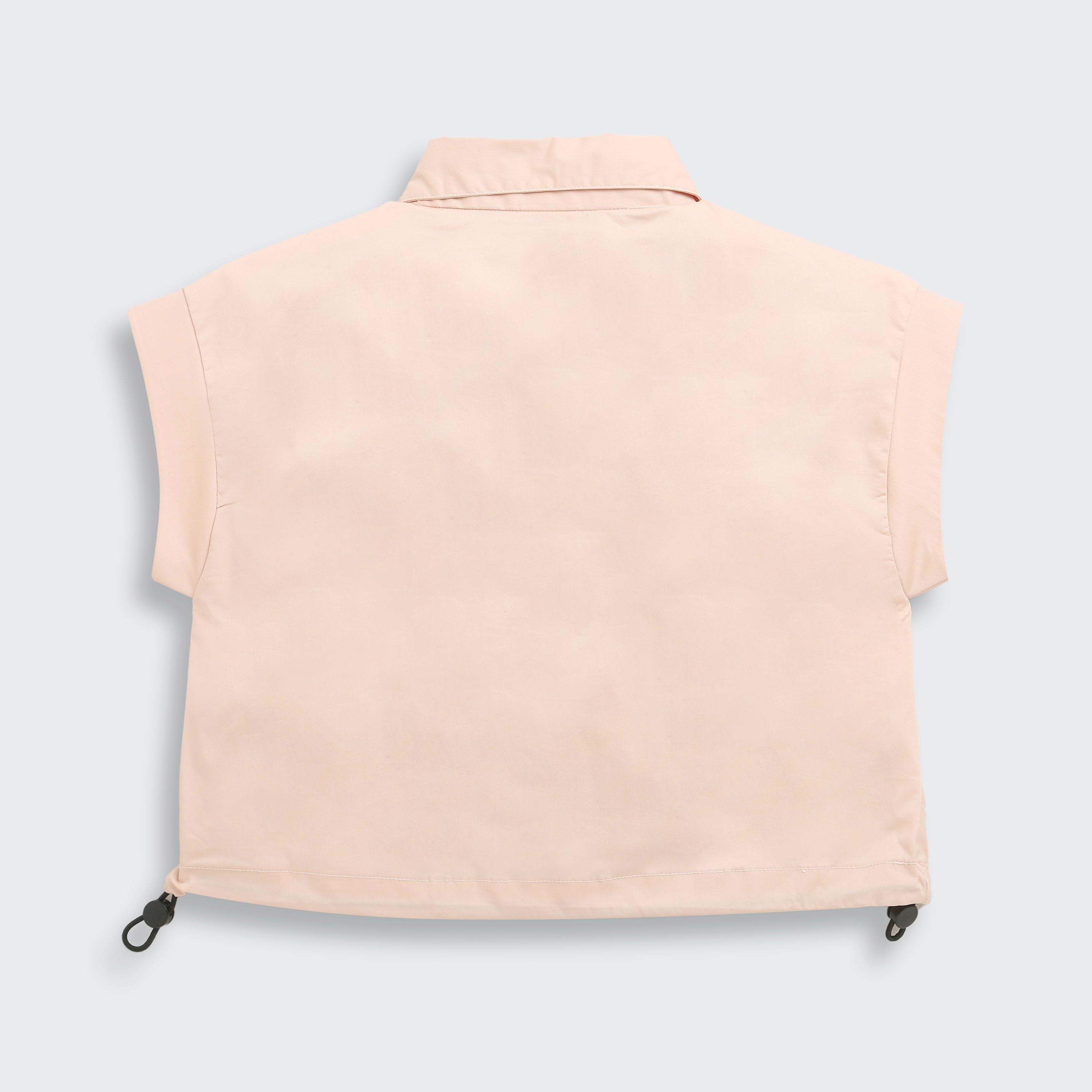 Tiny Girl Extended Sleeves Solid Pocket Detail Top - Peach