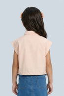 Peach Collar Casual Top TG6415