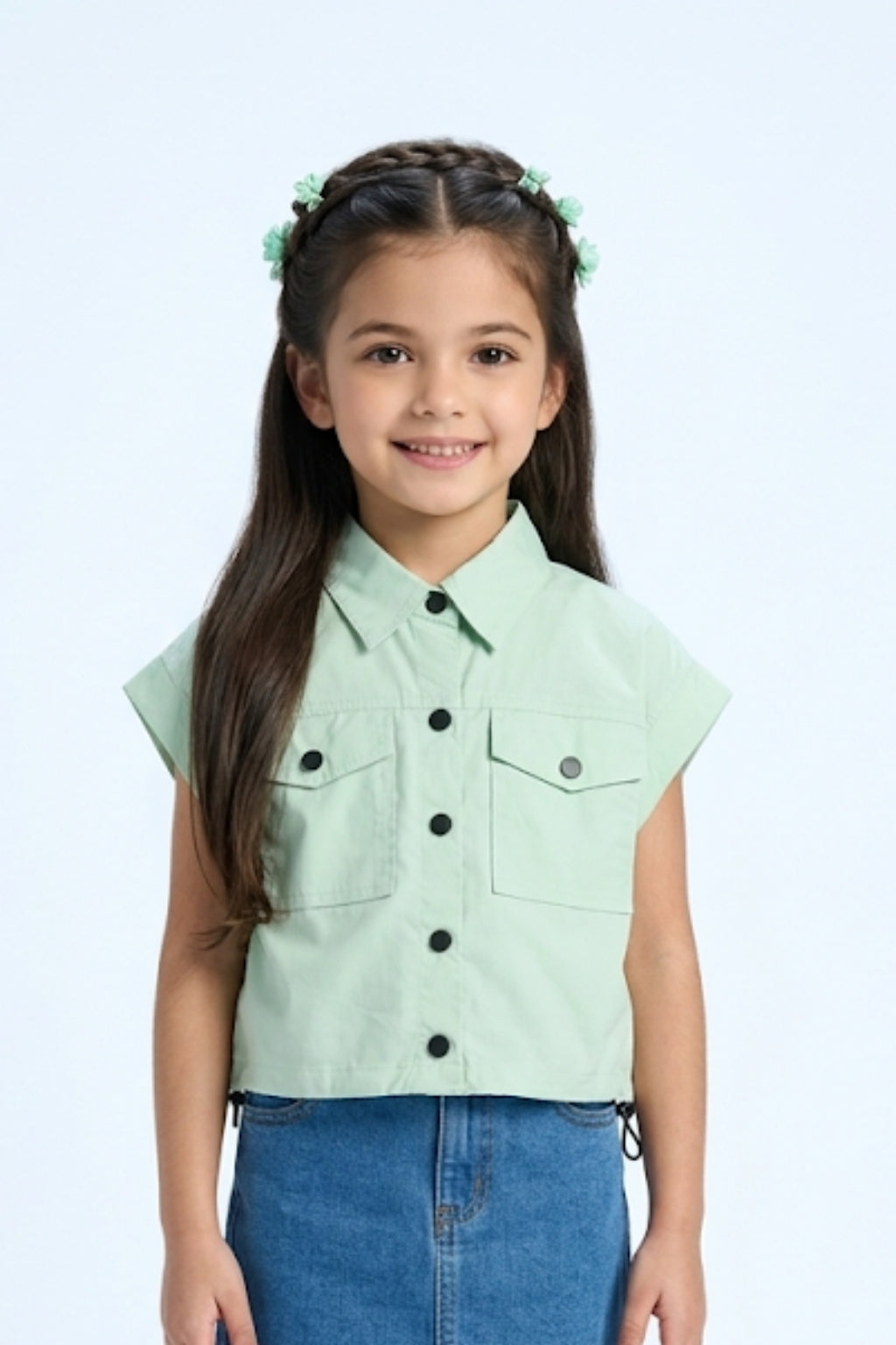 Pista Green Collar Casual Top TG6415