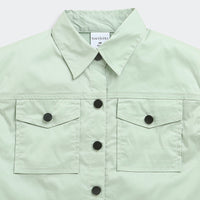 Tiny Girl Extended Sleeves Solid Pocket Detail Top - Pista Green